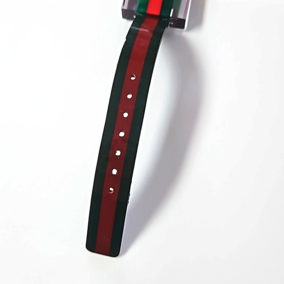 Authentic Gucci Watch Red Green Plexiglass Gold Bee Modern Luxury Designer Watch - Picture 8 of 16
